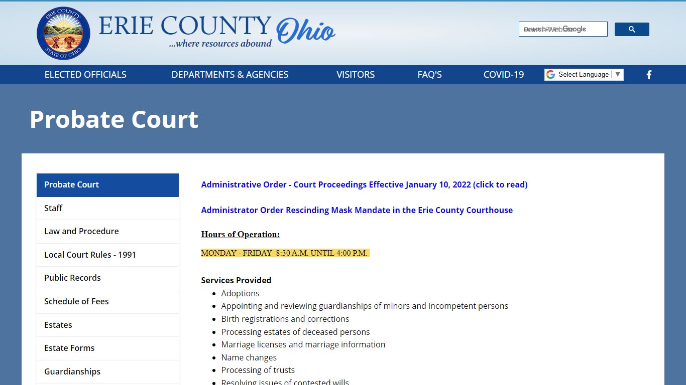 Probate Court - Erie County, Ohio